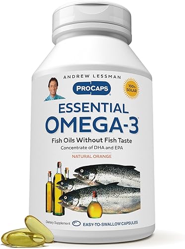 ANDREW LESSMAN Essential Omega-3 Naranja - 30 cápsulas blandas - Aceites omega-3 ultra puros y de alta potencia. Alto DHA, sin malestar estomacal,