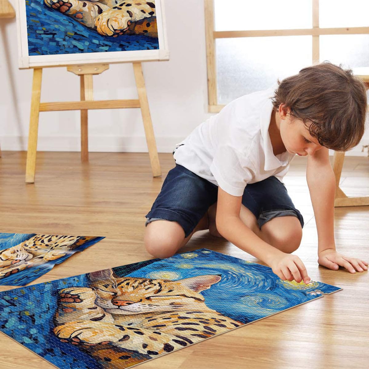 Gatto nella notte stellata Puzzle da 2000 pezzi per adulti giocattoli educativi per l'apprendimento offerte come regali per tutta la famiglia 70x100cm