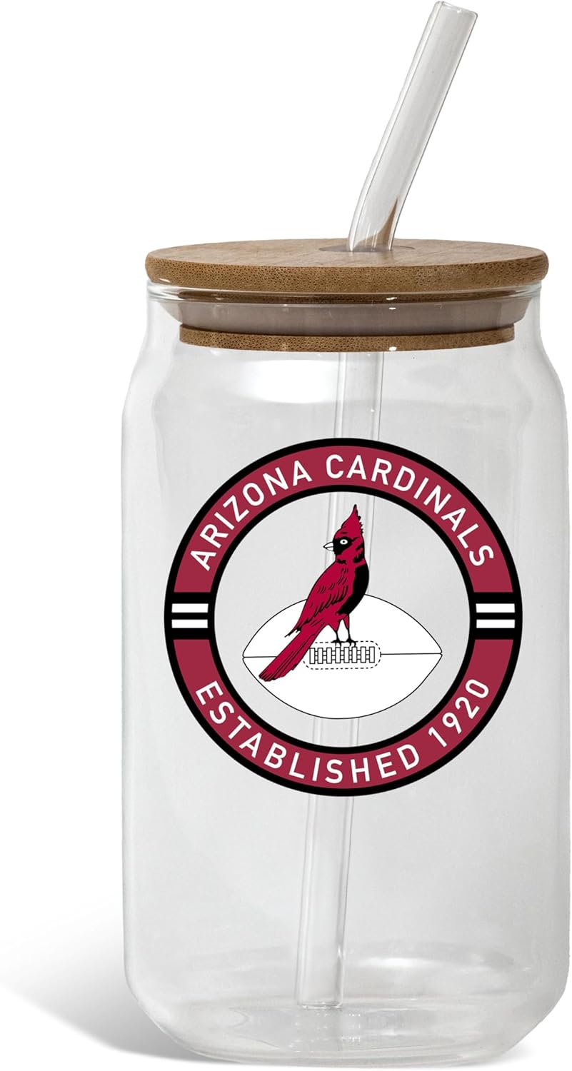 The Memory Company Officially Licensed 16oz Vintage Logo Tumbler with Bamboo Lid and Glass Straw, Eco-Friendly Collectible Glassware