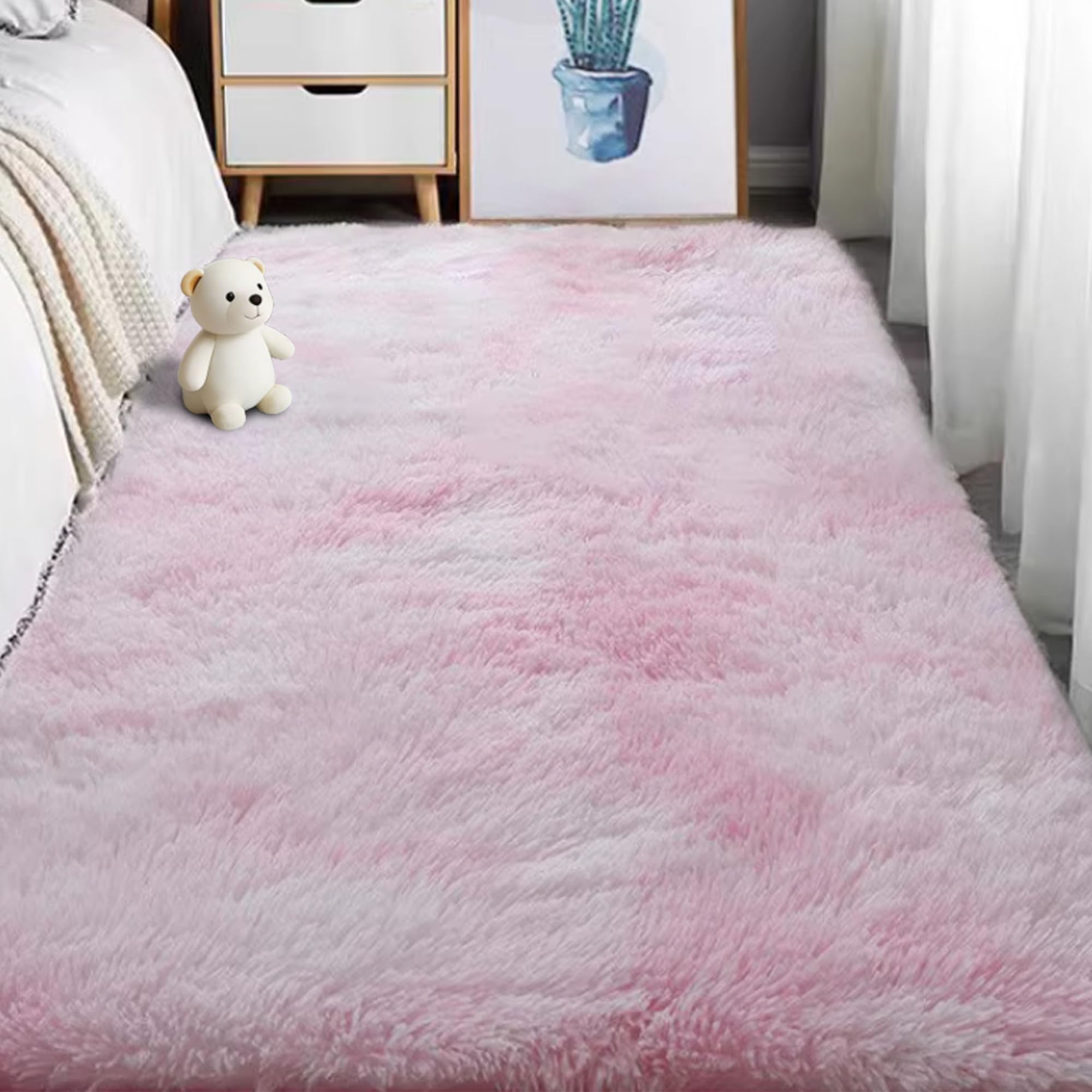 Tapis de chambre rose clair et grand tapis douillet pour des matins tout doux