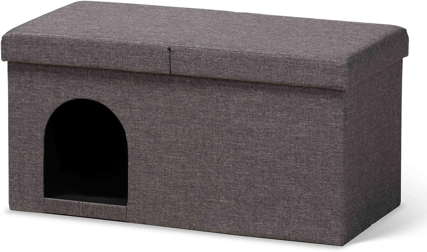 Baxton Studio Faber Modern and Contemporary Dark Grey Fabric Upholstered and Wood Cat Litter Box Cover House
