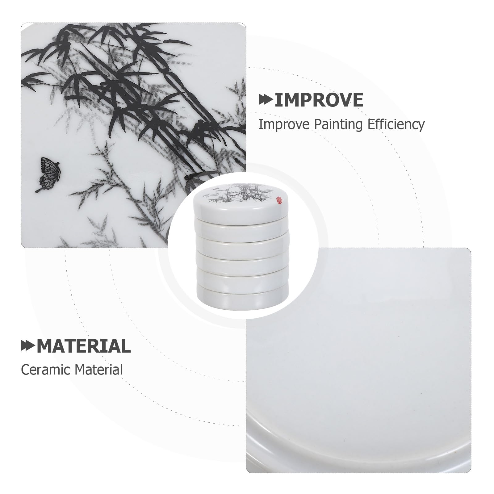 Angoily 1 Ensemble de palettes de Peinture empilables : Palette de Peinture pour Artistes en céramique, Plateau de mélange pour Aquarelle en Porcelaine, Plateau de mélange Rond en céramique