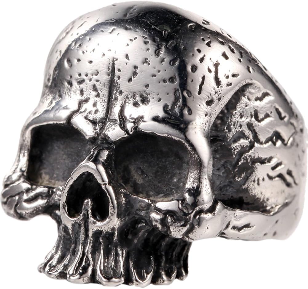 316L Stainless Steel Silver Mens Vintage Black Tattoo Punk Skull Biker Ring