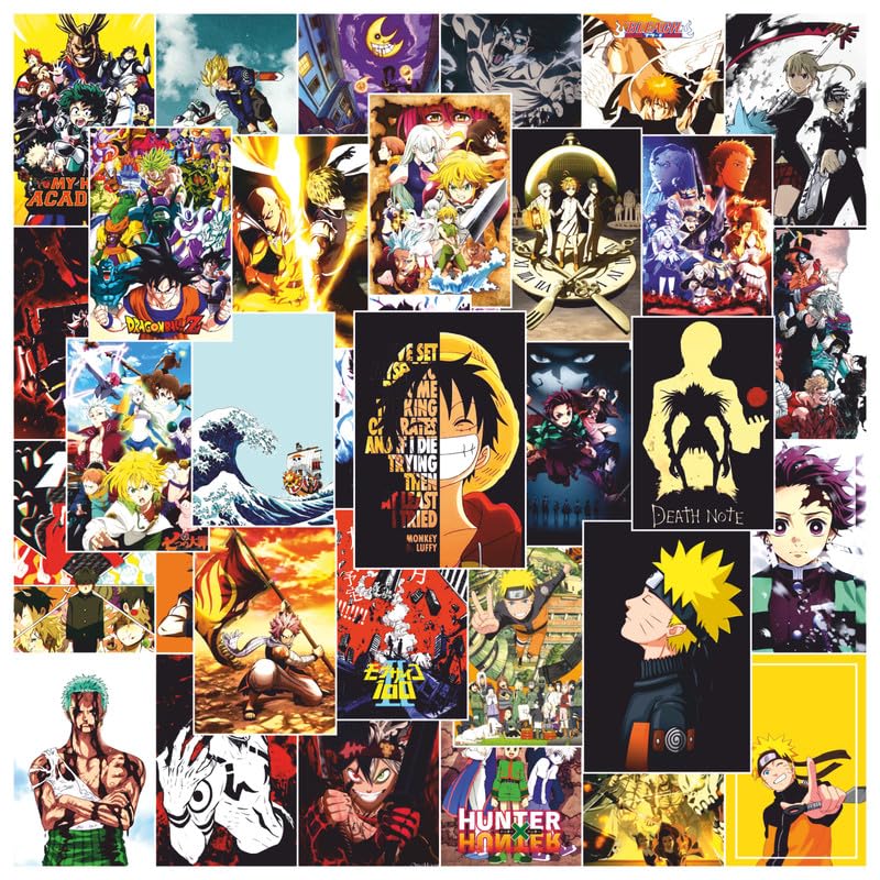 Image of POSTERONN Anime Wall Posters Set of 54, 4x6 Inch Collage Kit | 300 GSM Thick Paper Prints with Double Side Tape | Manga Wall Art for Room Decor | Bedroom Study Hostel Decoration Set