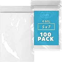 Vista 32 de GPI - 100 bolsas con cremallera de 5 x 10 pulgadas, resistentes de 4 mil de grosor, bolsas de polietileno transparentes con cierre resellable