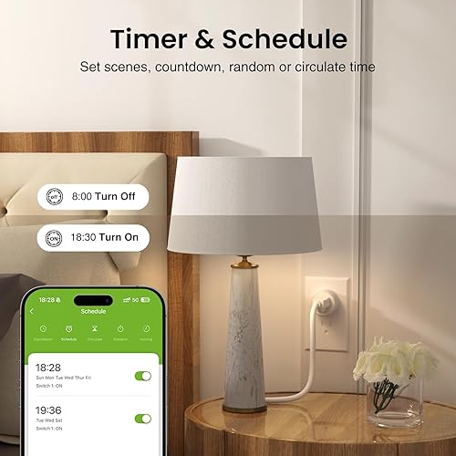 Miniatura 8 de GHome Smart Enchufe, enchufes inteligentes WiFi de doble banda de 15 A funcionan con Alexa y Google Home, enchufe inteligente con temporizador de