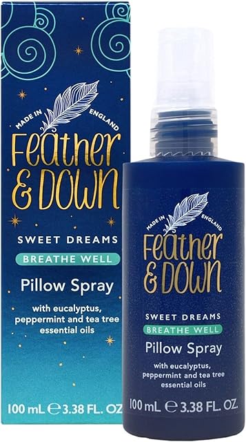 Feather & Down Breathe Well Pillow Spray (100ml) - Soothes and aids Breathing, with Eucalyptus, Peppermint & Tea Tree Essential Oils. Vegan Friendly & Cruelty Free.