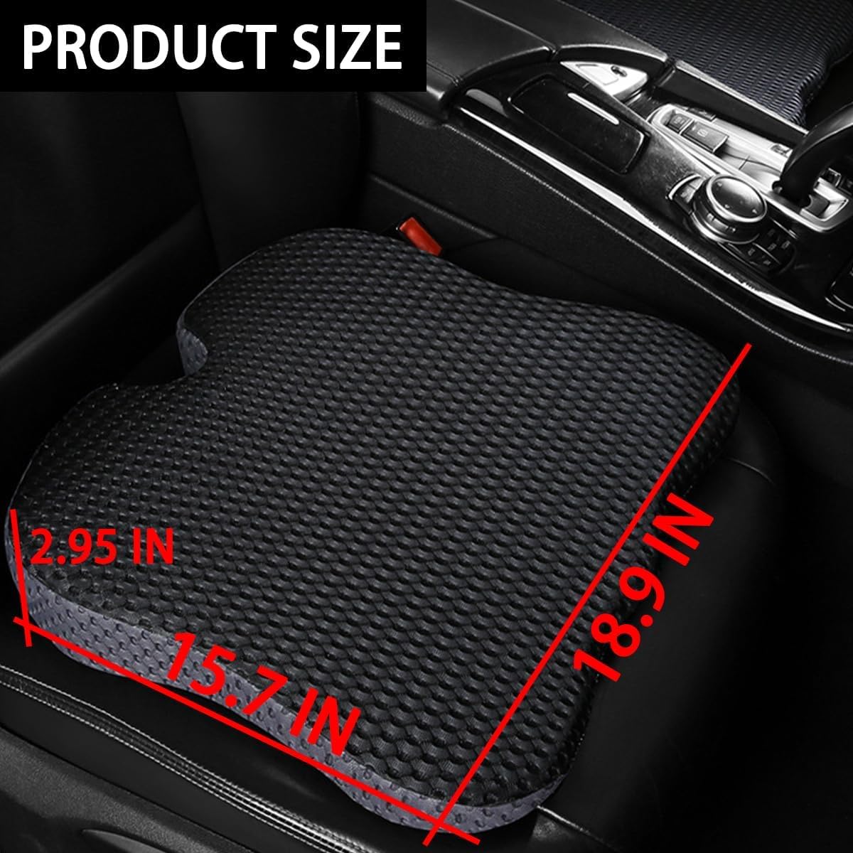 car seat cushion, auto gel infused memory foam cushion for driver comfortable driving hip pressure relief office chair, universal for vehicles and office chairs (black/gray)
