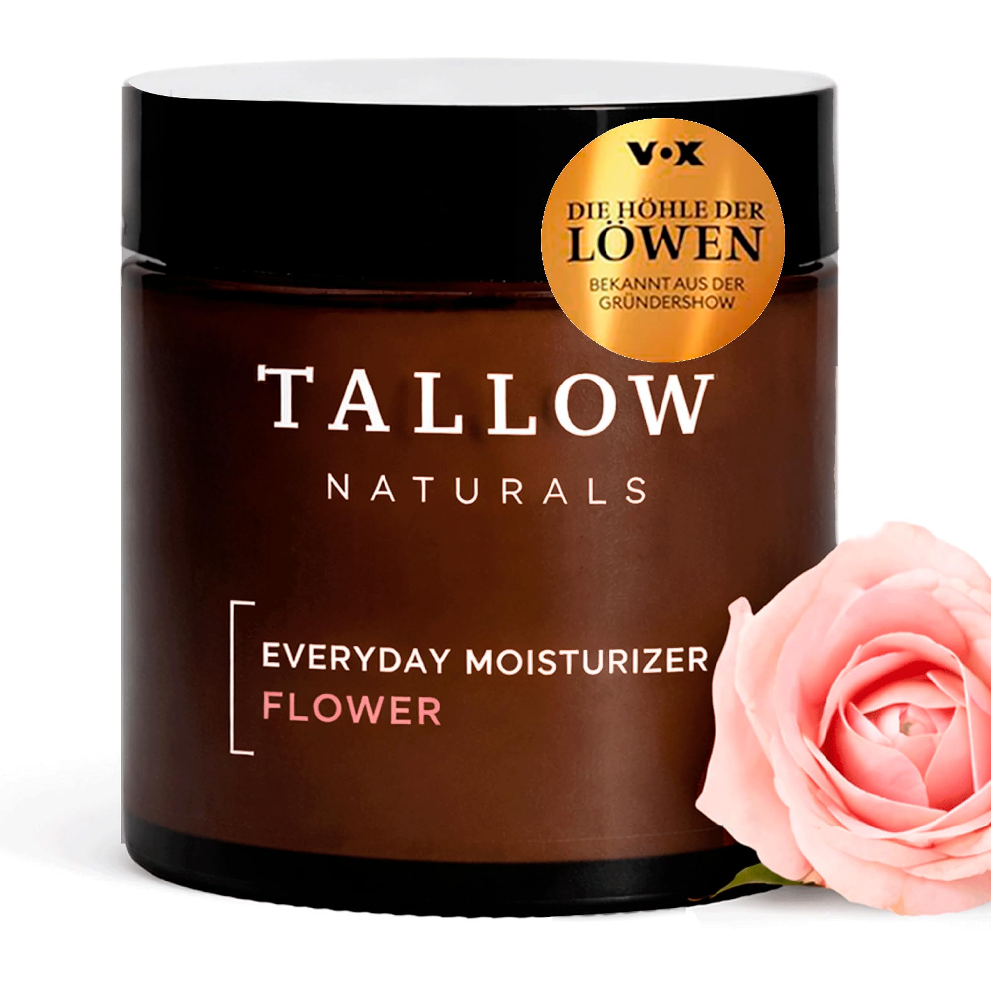 TALLOW Naturals Everyday Moisturizer Flower – 100% Bio Rindertalg Creme mit Blütenextrakten, Bio Beef Tallow Skincare, Tagescreme aus Deutschland am Bodensee von grasgefütterten Rindern (120)