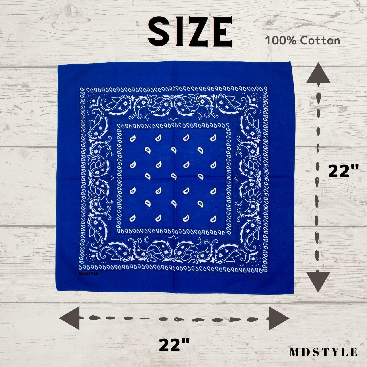 MDSTYLE 6 Pack 100% Cotton Bandanas 22” x 22" for Men & Women Paisley Handkerchief Headband Scarf Bandana