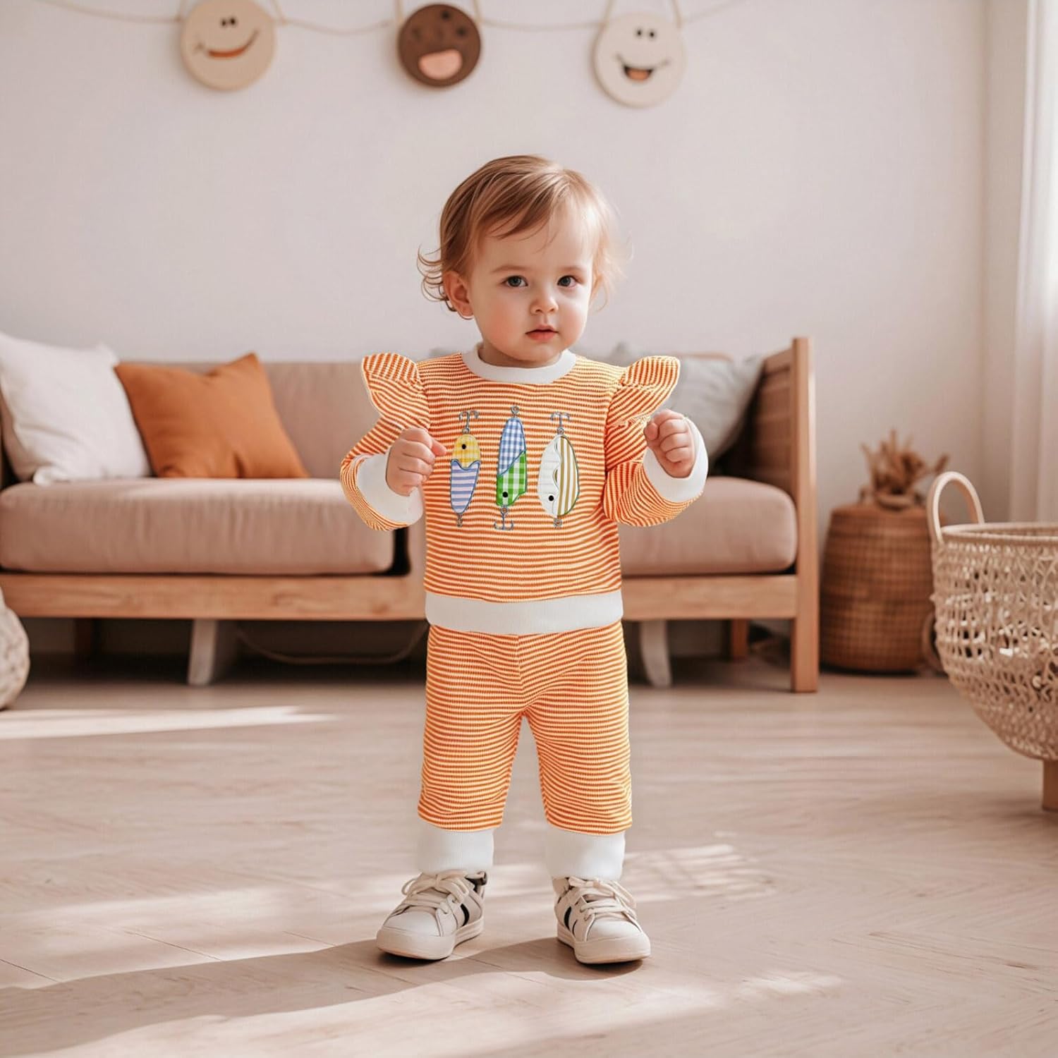 Hnyenmcko Newborn Baby Girl Clothes Waffle Long Sleeve Floral Sweatshirt Shirt Top + Pants Infant Fall Winter Outfits Set - Image 2