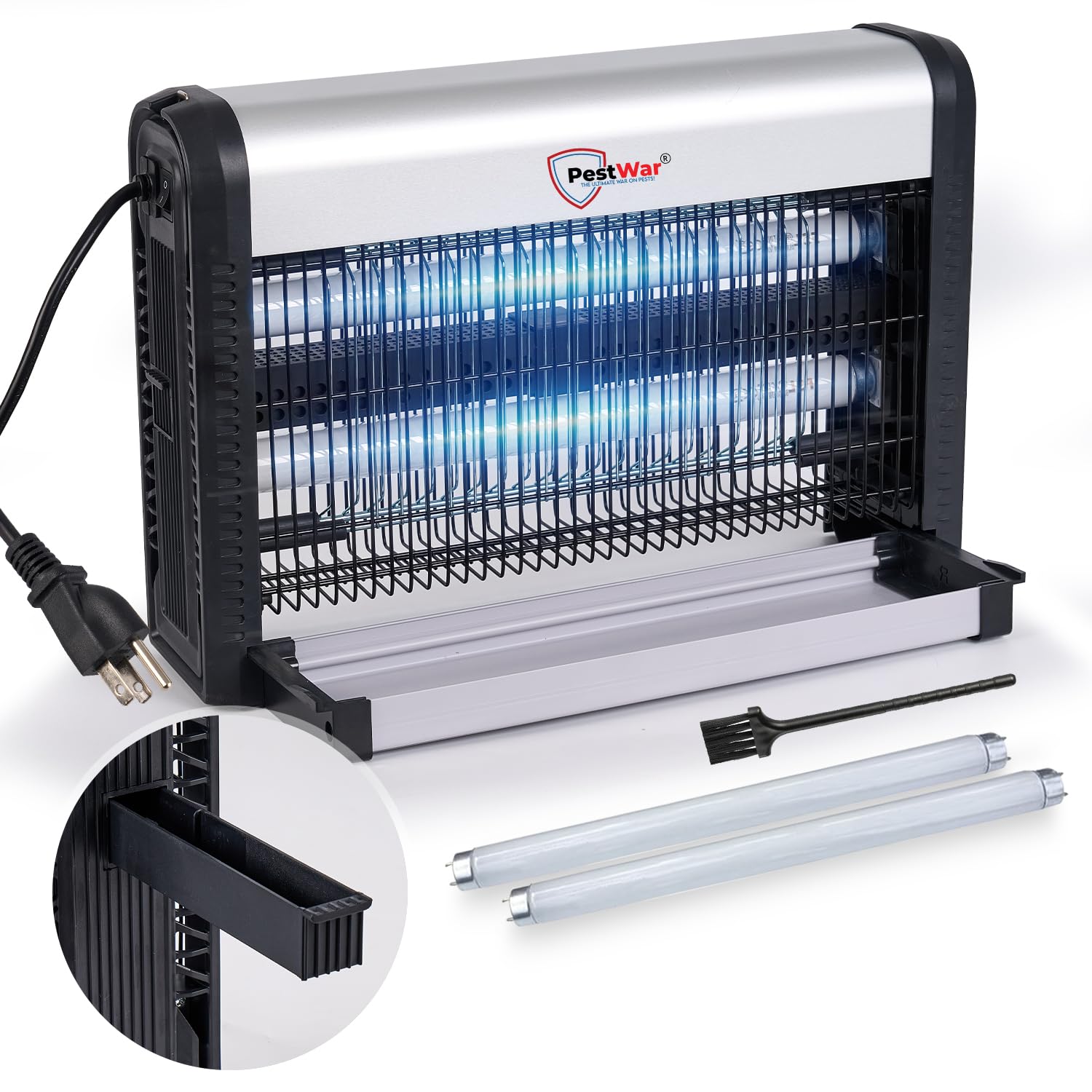 Destructeur d'insectes d'intérieur 2 en 1 avec bac à appât et grille 3500V pour maison