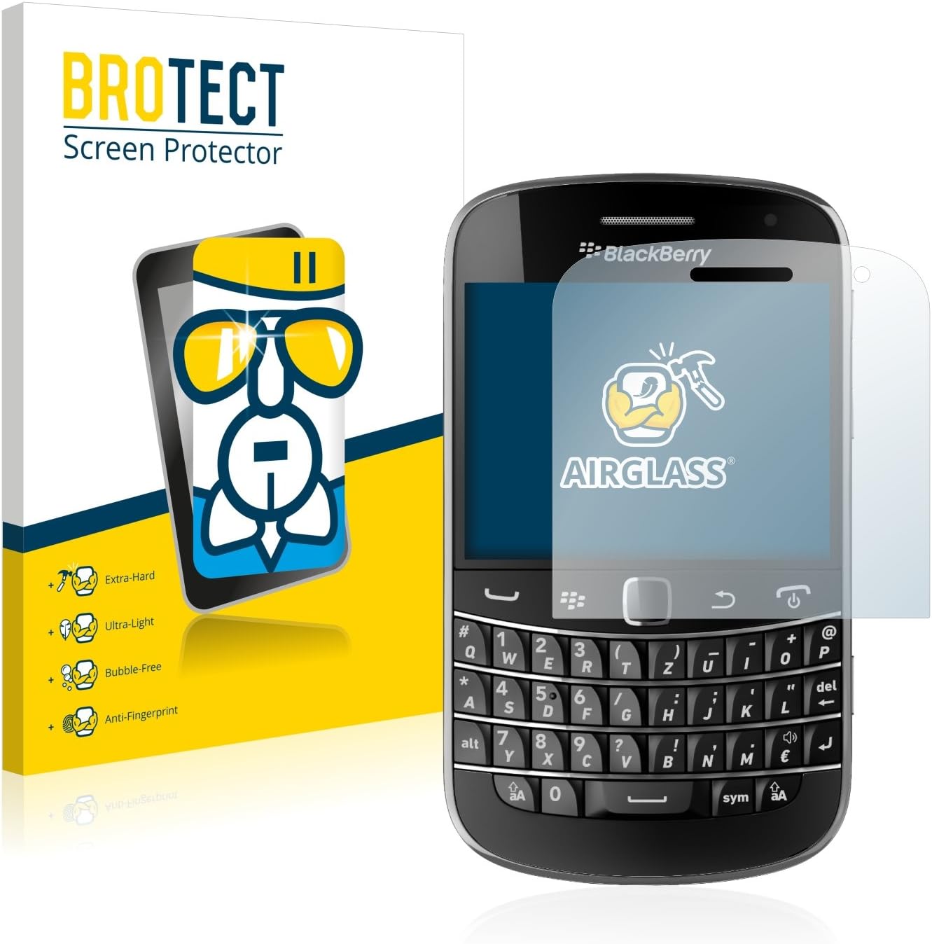 brotect Glass Screen Protector Film compatible with RIM BlackBerry Bold Touch 9900 - Glass-Foil 9H Protection [Scratch Resistant, High Clarity]