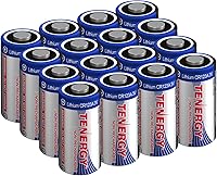 Vista 1 de Tenergy Batería de litio CR123A de 3 V, baterías de celda CR123A de alto rendimiento de 1500 mAh con protección PTC para cámaras, baterías CR123A