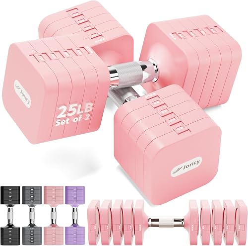 Adjustable Dumbbell Set 10LBS 20LBS 25LBS Dumbbells Set of 2 Hand Weights | Men Women Free Weight Set with Metal Handle Home Gym Outdoor Exercise Weight Loss Workout Strength Training & Muscle Toning