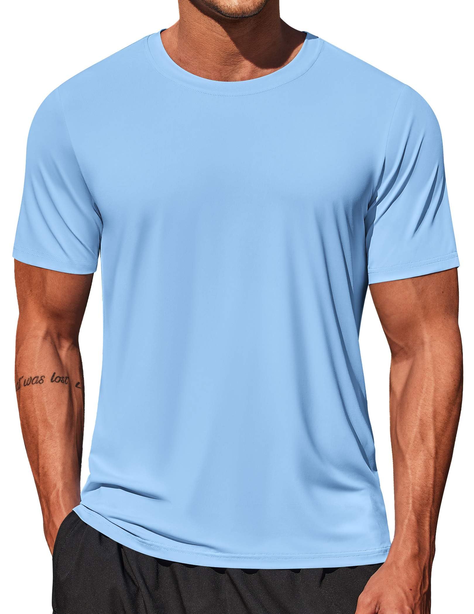 COOFANDY Mens Swim Shirt Short Sleeve UPF 50 Sun Shirt Rash Guard T-Shirts Quick Dry Beach Shirts Breathable