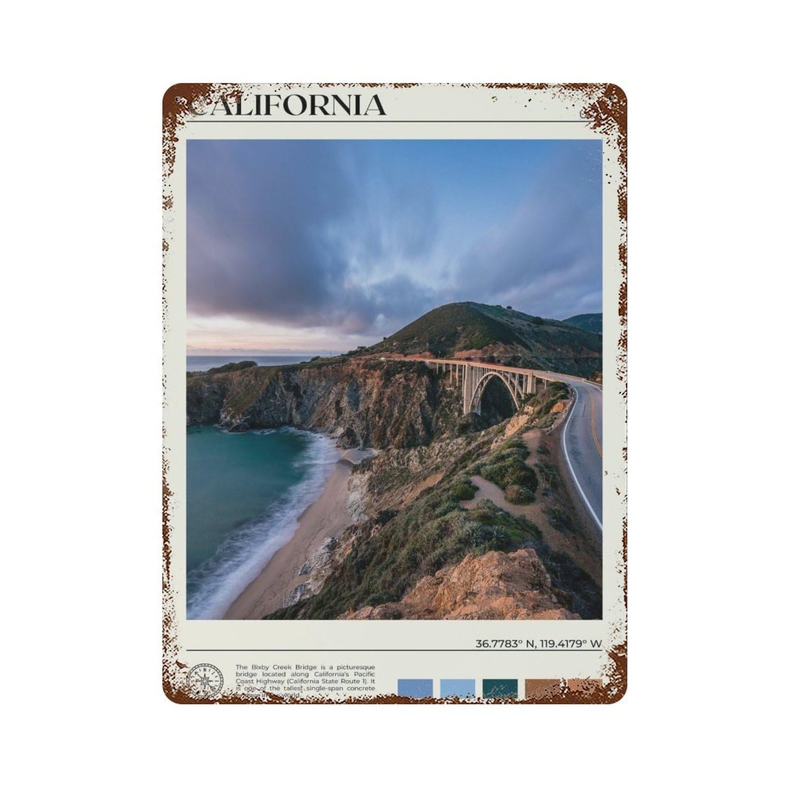 xiaoxiaoshen Real Photo California Decor Wall Decor Art Metal Tin Poster Modern Home Decor Art Home Bar Shop Decorations Vintage Sign 40x30cm