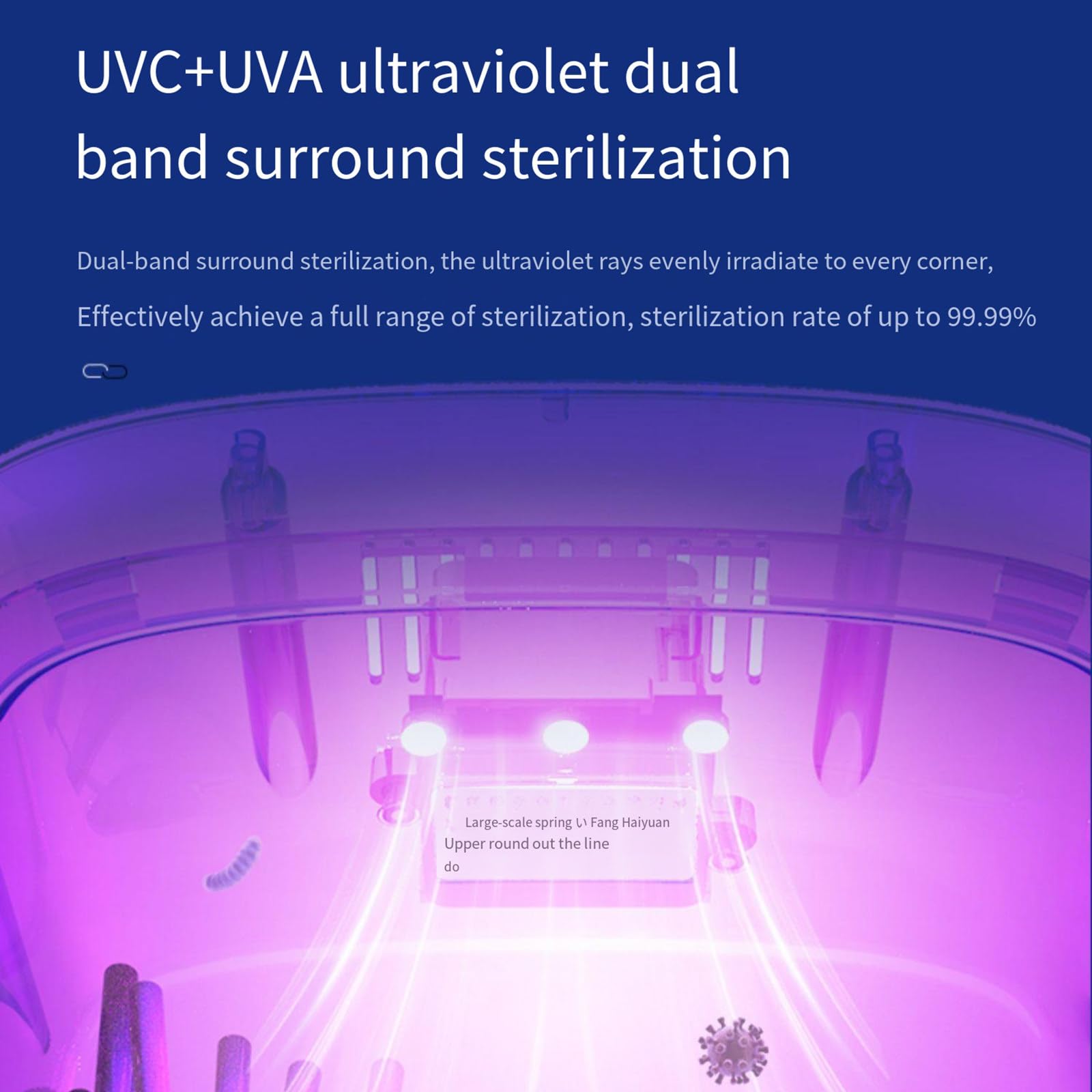 Jaula desinfectante para palillos, caja de almacenamiento de cubiertos montada en la pared con cubierta, secador de aire a prueba de polvo, dispositivo de cocina doméstico con luz UV,B