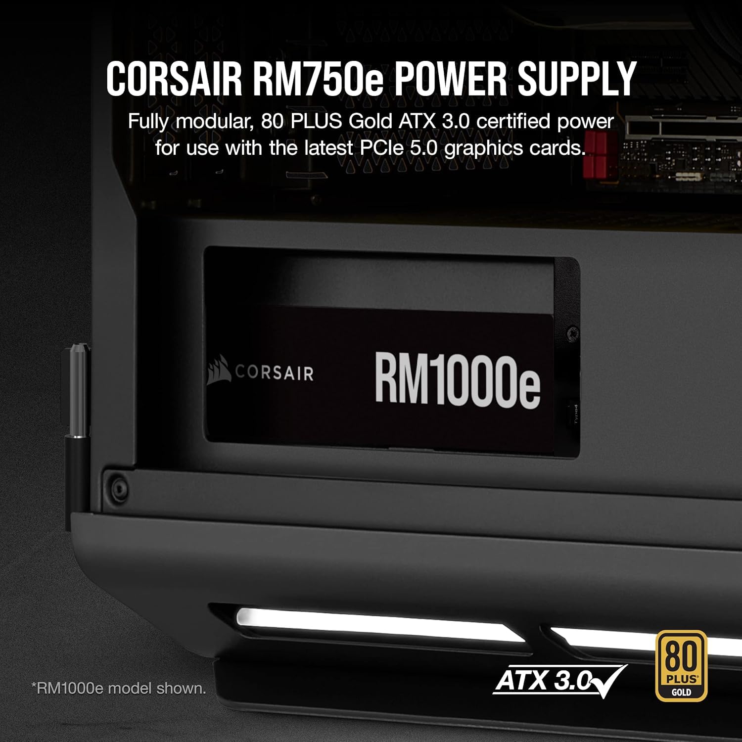Corsair RM750e (2023) Fully Modular Low-Noise Power Supply - ATX 3.0 & PCIe 5.0 Compliant - 105°C-Rated Capacitors - 80 Plus Gold Efficiency - Modern Standby Support - Black (Renewed)