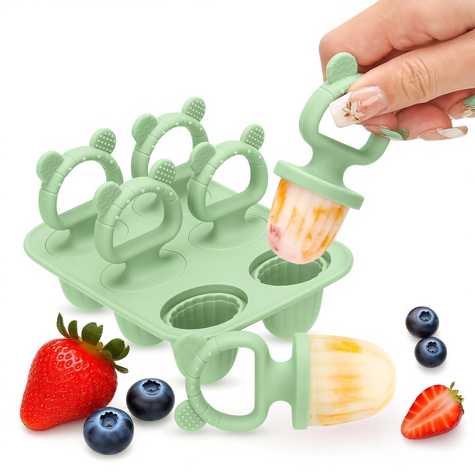 CLDY Mini BPA-Free Silicone Ice Lolly Moulds Kit for Toddlers | Silicone Baby Teether for Teething Relief, Easy Fill Feeder for Breastmilk, Puree Soothing, Chewable Teething Toys for Baby