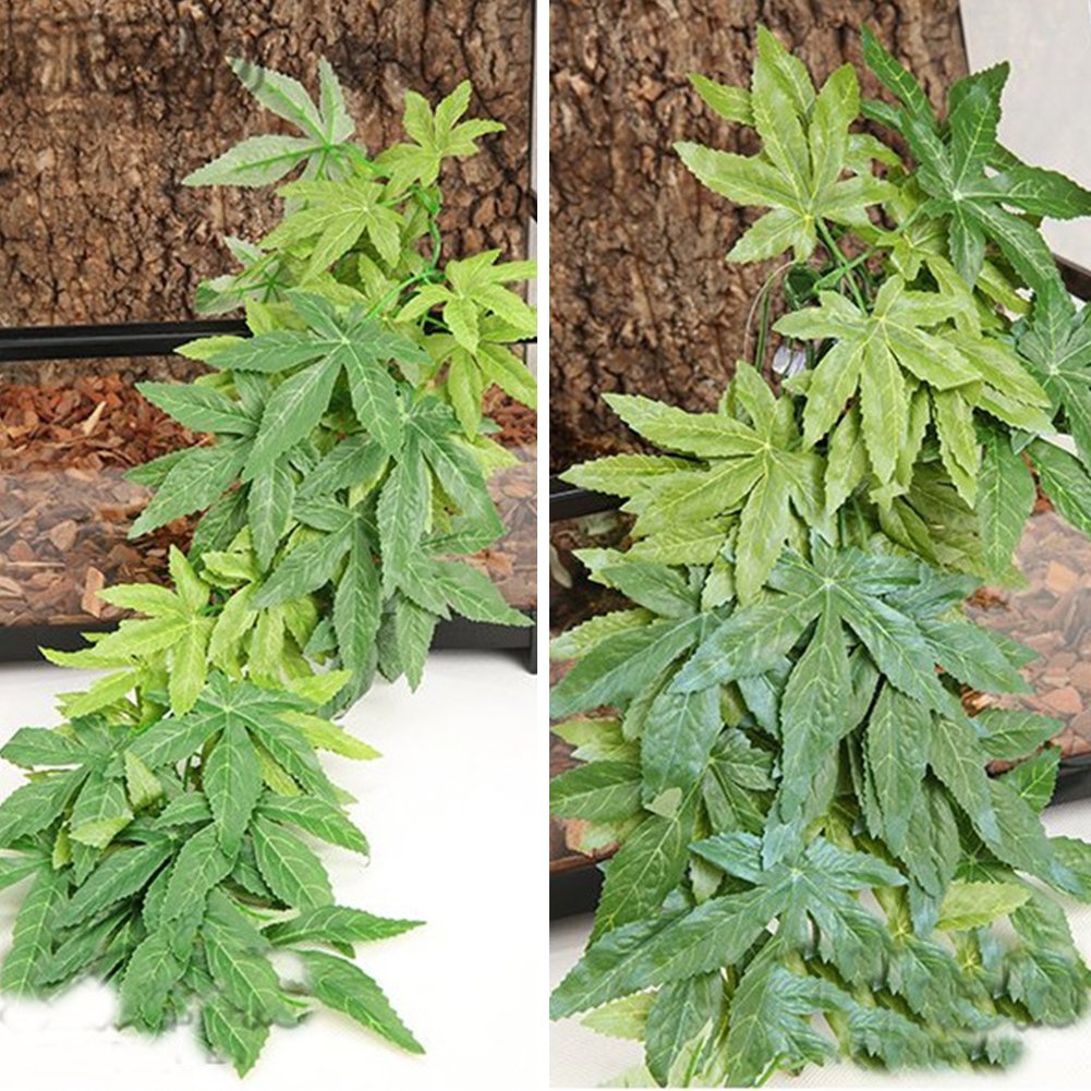 Plantes artificielles Herbe verte en plastique avec ventouse pour aquarium Reptile Terrarium Habitat boîte Ornements Extérieur De La Maison Jardin Décor (50cm)