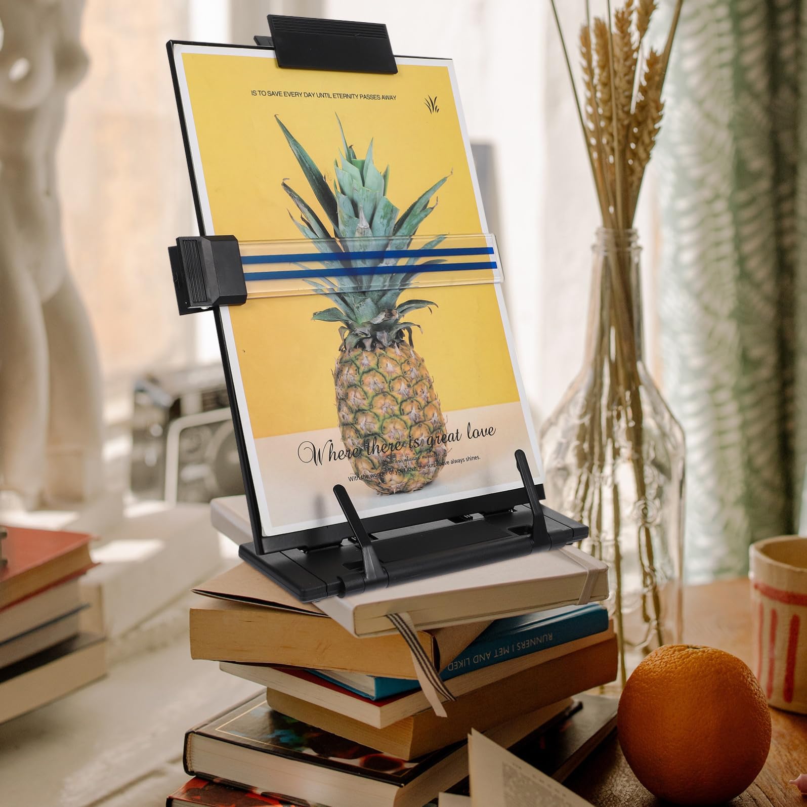 NUOBESTY Pupitre de Lecture Réglable Support de Lecture Multifonctionnel en Fer et Abs Noir Angles Ajustables Pratiques pour Maison et Bureau