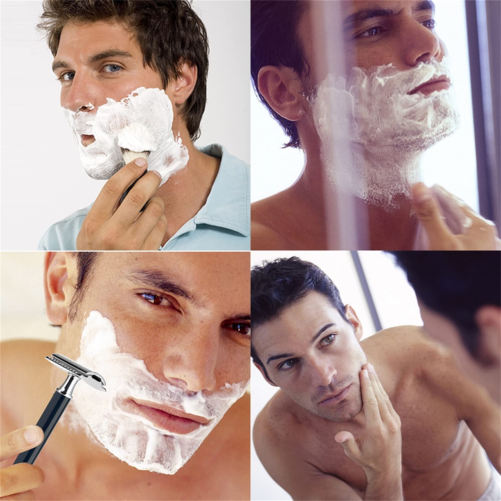 Pennello da Barba Alta qualità Pelo di Tasso Puro Regalo per l'Uomo Barba Pennello in Schiuma Fatto a Mano Pennello da Barba Bagnato