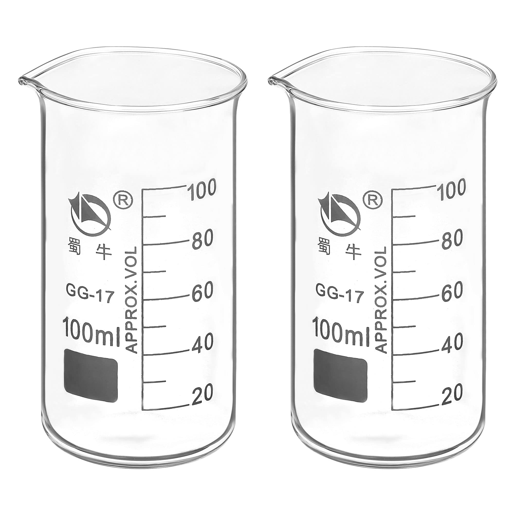 Bécher en verre borosilicate PATIKIL 100 ml pour mesurer et verser sans éclaboussure
