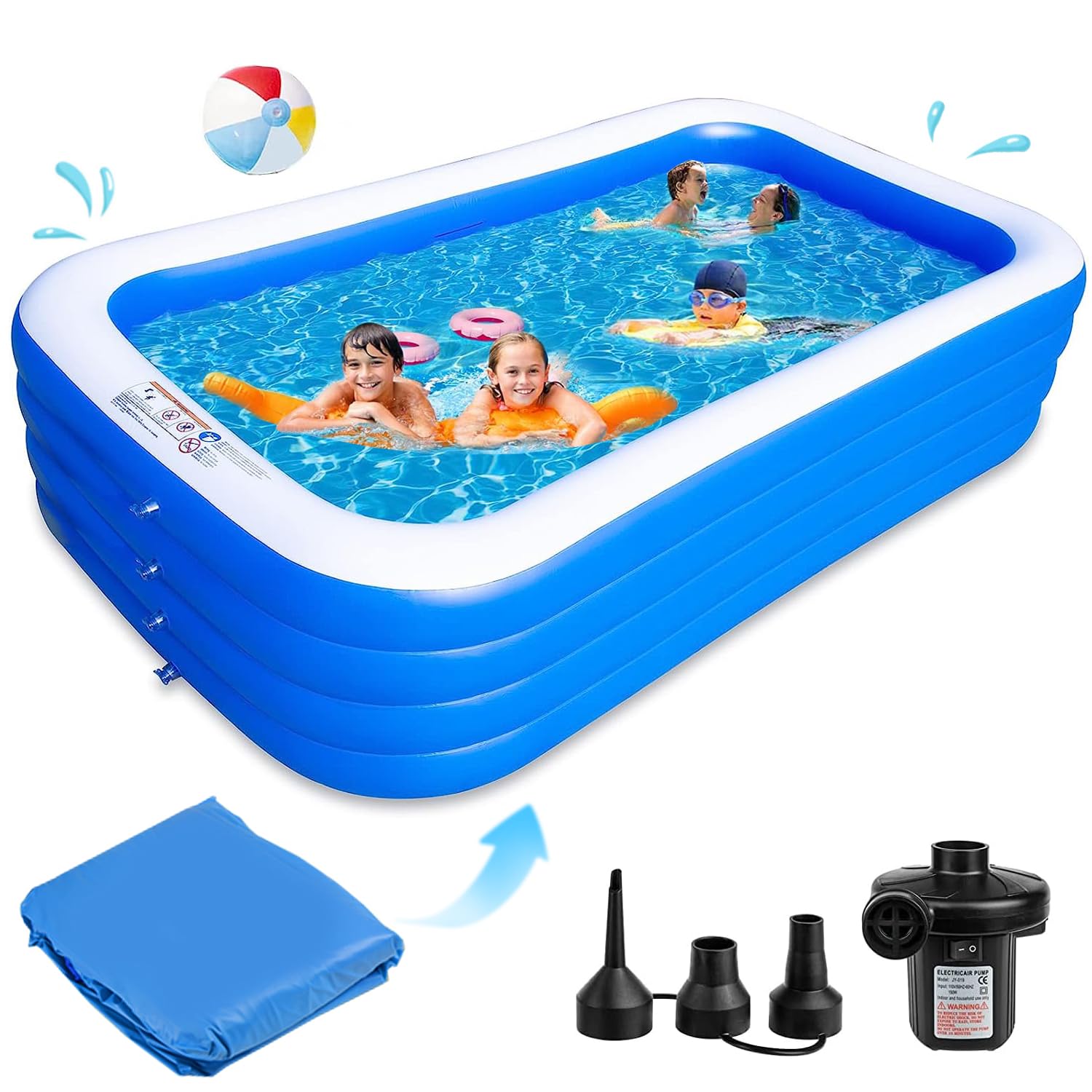 LIODUXPool Family Inflatable Swimming Pool, Full-Sized Thickened Blow Up Pool for Kids, Toddler, Adults, Backyard, Outdoor, Summer Water Party Swim Center Above Ground Pool (210 * 140 * 70 CM)