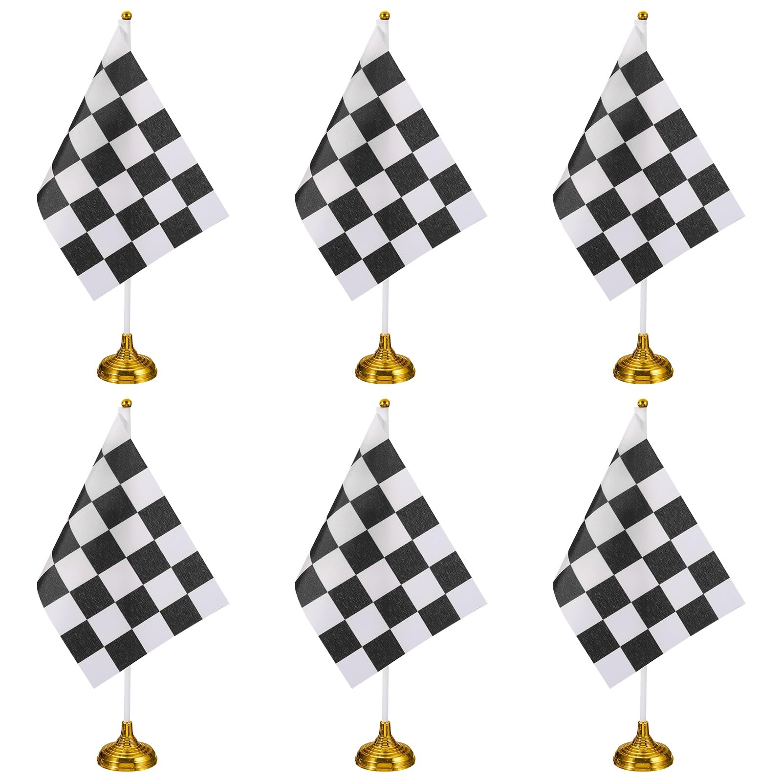Drapeau de table à damier noir et blanc petit ensemble de drapeaux de course automobile