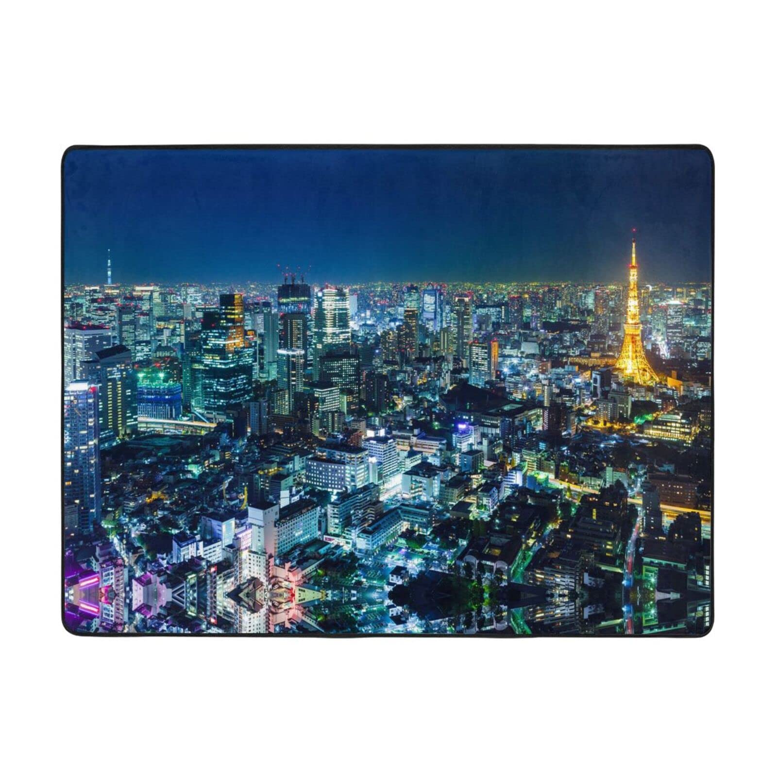 Tapis de salon Tokyo City en flanelle douce pour décoration d'intérieur