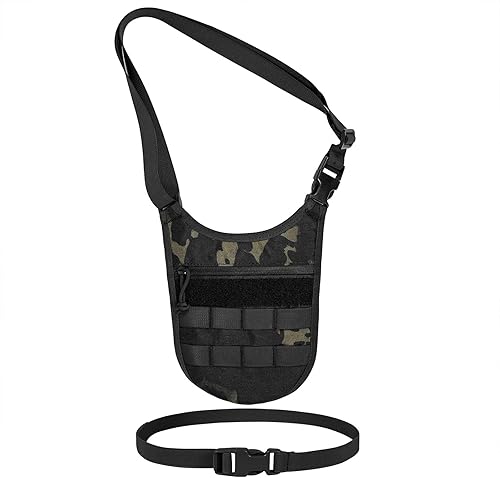Bolsa bandolera para las axilas para hombre, delgada, antirrobo, bolsa cruzada táctica Molle con cintura elástica., Multinegro.