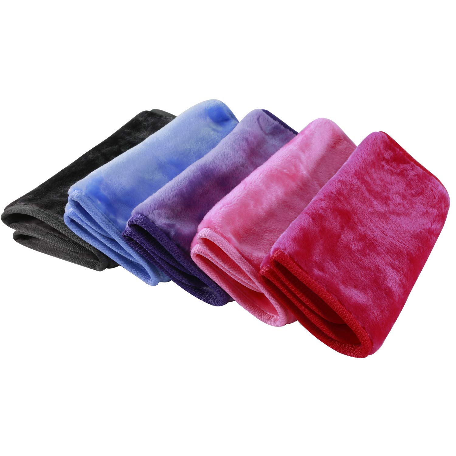Nugilla Makeup Remover Cloth 5 Pack,Reusable Microfiber Cleansing Towel,Suitable for All Skin Types,Move Makeup Instantly with Just Water,Multiple Colours