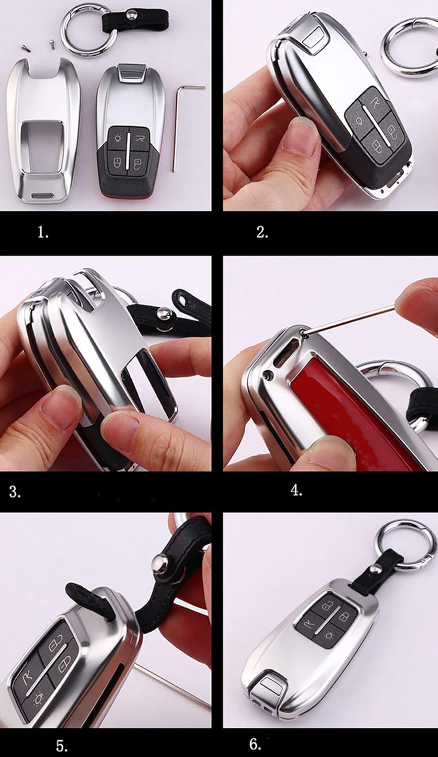 Premium Aluminum Metal Key Fob Case Cover Shell Fit for Ferrari 458 588 488GTB LaFerrari With Keychain