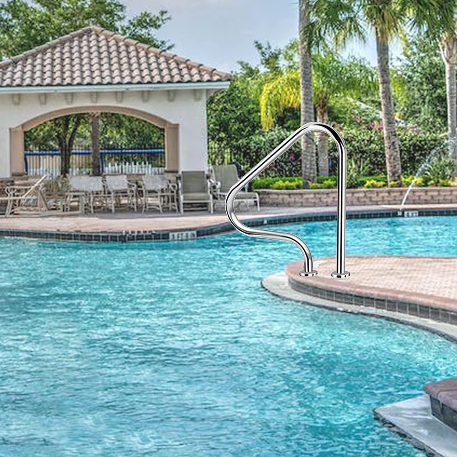 Mains courantes de piscine 31,5" de confort pour sécuriser l'escalier de votre jardin cet été