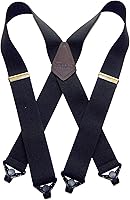 Holdup 2" Wide Heavy Duty Contractor Suspenders for Men - Patented Composite Plastic Gripper Clasps, X-Back Comfort