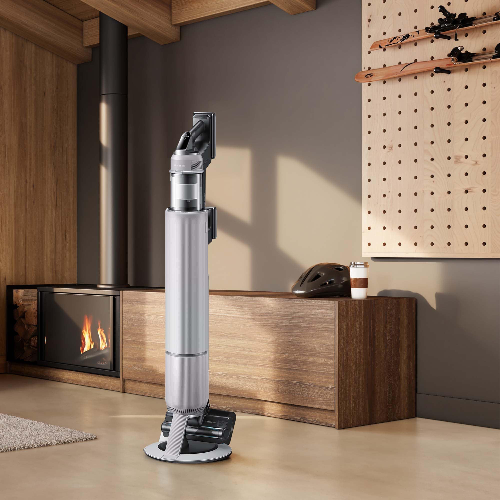 Samsung VS80F28ELP/WD Bespoke AI Jet PetPRO, Akku-Handstaubsauger mit Tierhaar-Bürste, Inkl. Zubehör, 280 W, All-In-One-Station, Jet Dual+ Bürste, Pet Tool+, Kombidüse, Teleskop‑Fugendüse, Pebble Gray