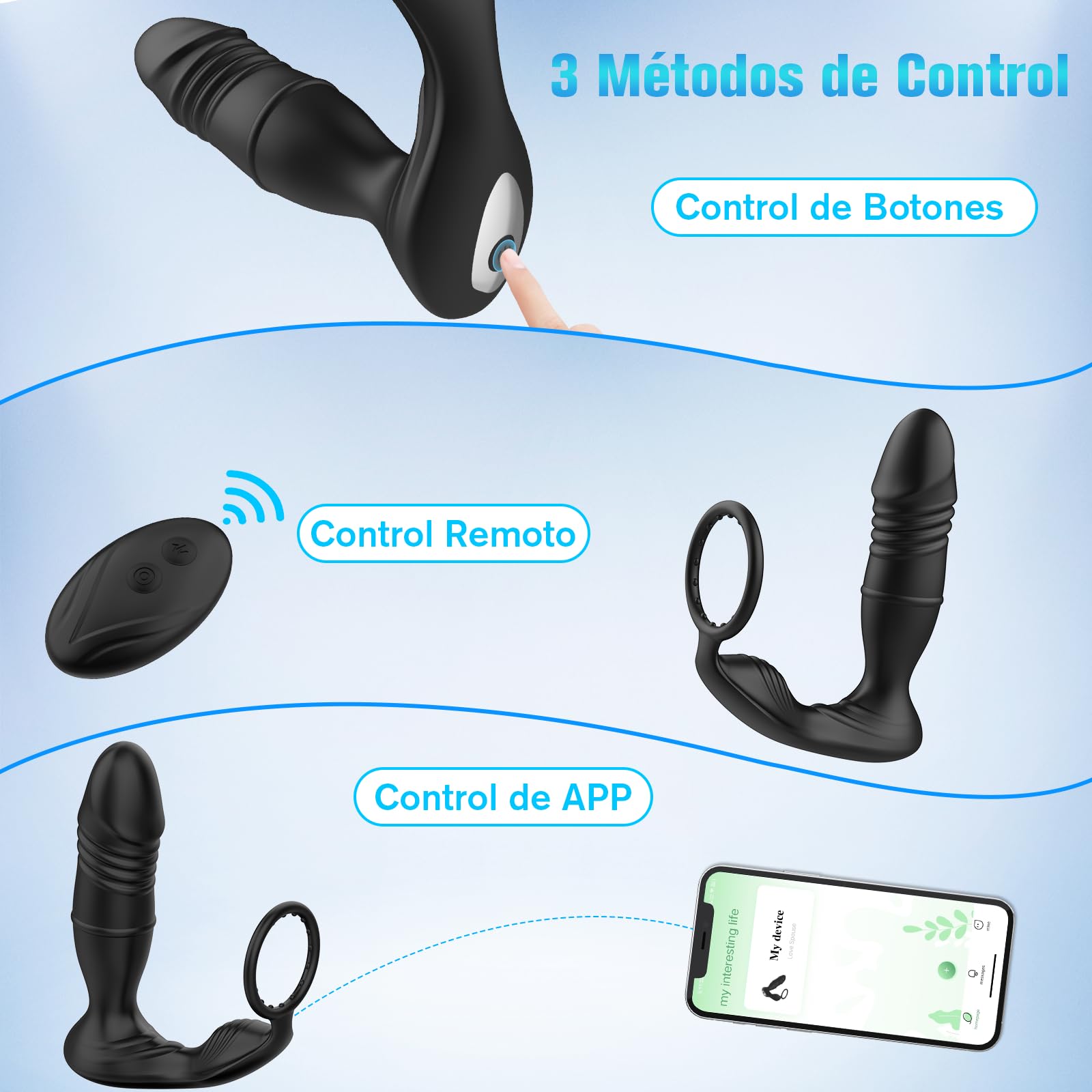 Consoladores Prostata Plug Anal Vibradores Anillo Vibrador Hombre con APP - Dildo Juguetes Sexuales Eróticos para Hombres Gay Pareja, Consolador Sex Toys de Pene Masajeador Estimulador Masturbador