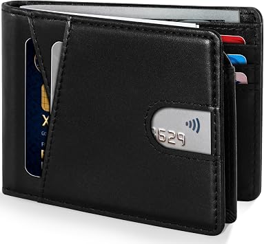 GSOIAX Premium PU Leather Wallet for Men-Handcrafted Vintage Bifold Wallet with 11 Card Slots,3 ID Windows & 2 Cash Pockets,RFID Blocking,Gift ideas for HimBlack