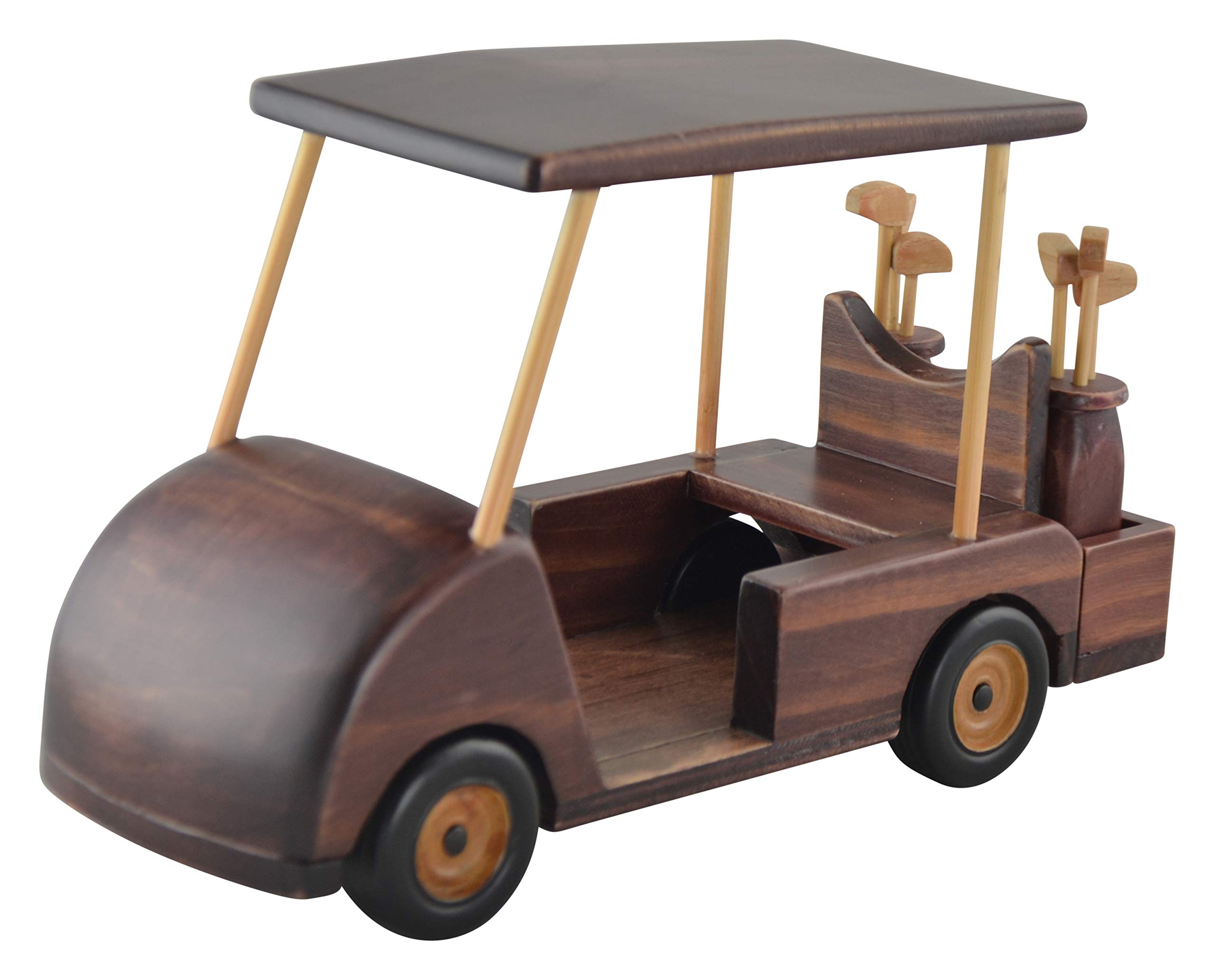 Threestar Handmade Wooden Golf Cart Wine Bottle Holder