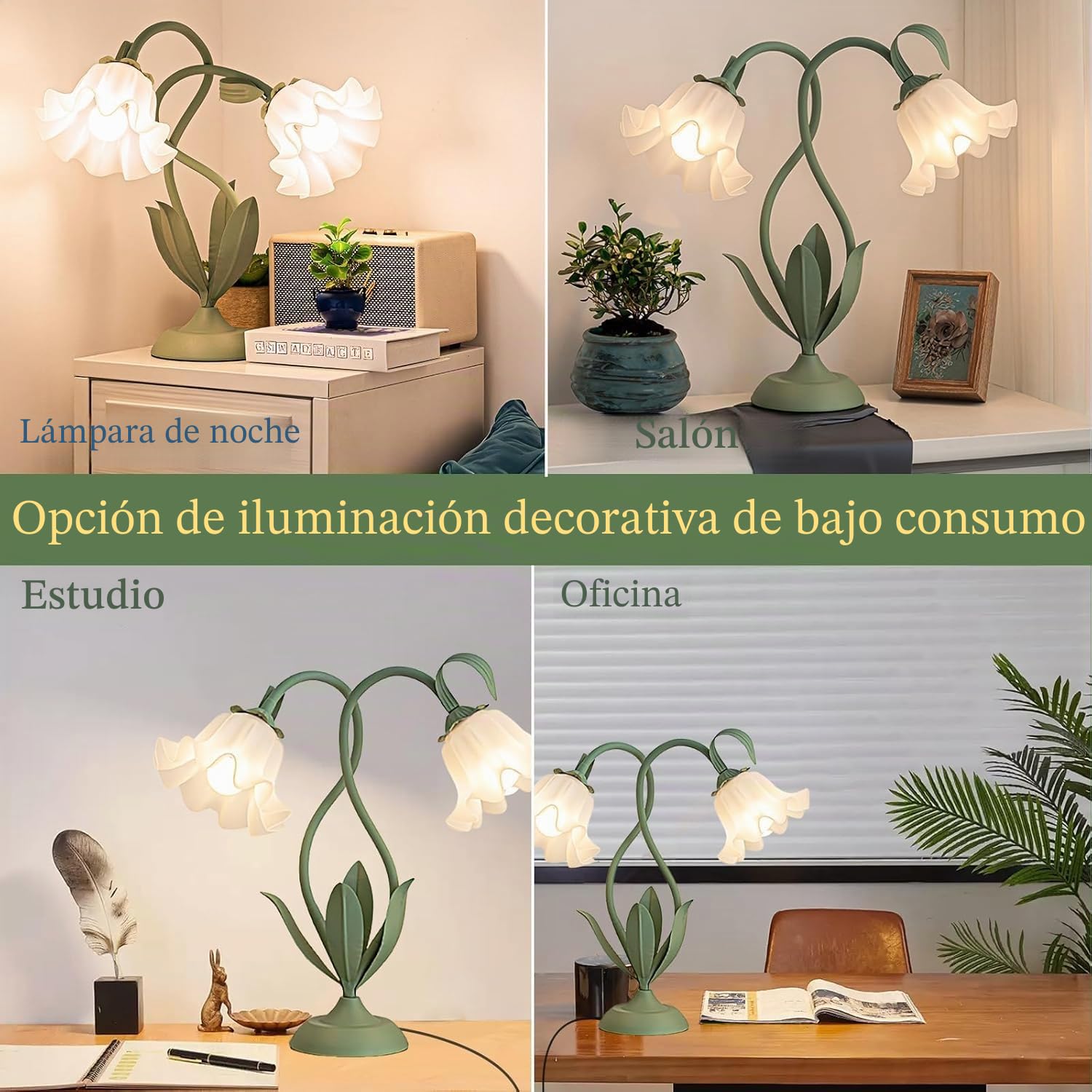 Lámpara de mesita de noche y escritorio acrílica giratoria, lámpara de metal para niñas con interruptor de cable
