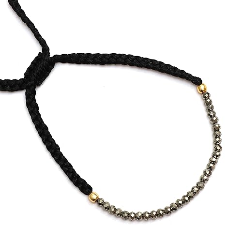 Miniatura 5 de Gempires Natural Pyrite Beads Braided Bracelet Abundance Crystal Bracelet for Everyone (Pyrite)