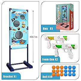 Gun Toy for 5 6 7 8 9 10 11 12 Years Old Boys Girls Best Kids Birthday Gift with Moving Shooting Target 2 Blaster Guns and 18 Foam Balls - Compatible with Nerf Toy Guns