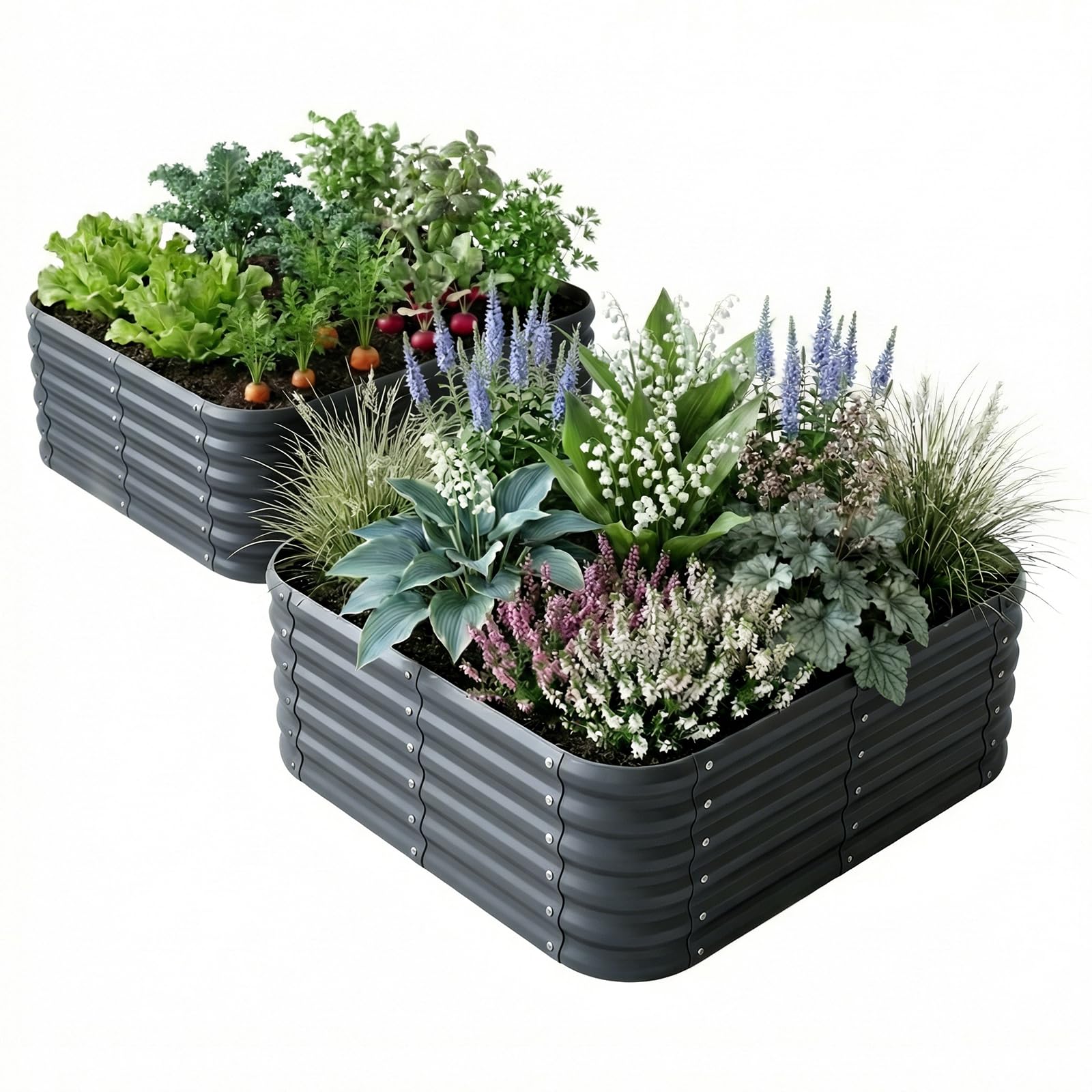 Besebay 2-Pack Galvanized Raised Garden Bed