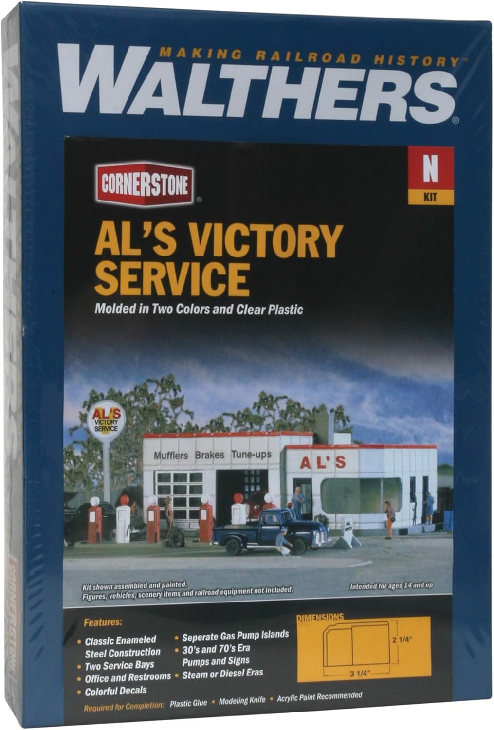 Walthers Cornerstone AL's Victory Service Gas Station 933-3243 N Scale Model Railroad - Structure Kit