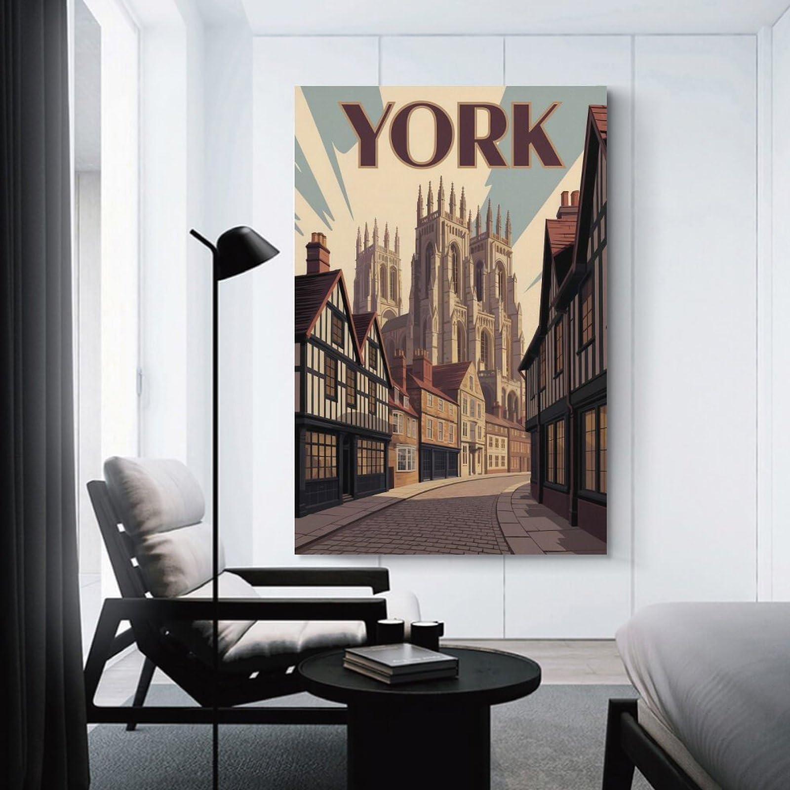 Junmoney Wall Art Print York Travel, 24x36inch(60x90cm), for Living Room, Lounge Or Sitting Room, Eye Catching Artwork for Blank Walls