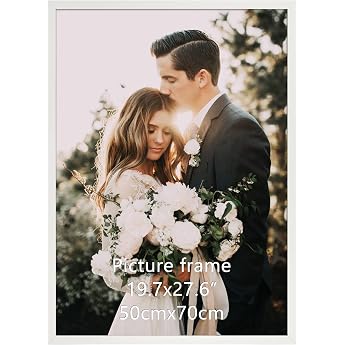 Giftgarden White Picture Frame 50 x 70 cm Aluminum Frame for Photos Certificates and Posters Large Photo Frame for Living Room Bedroom Study