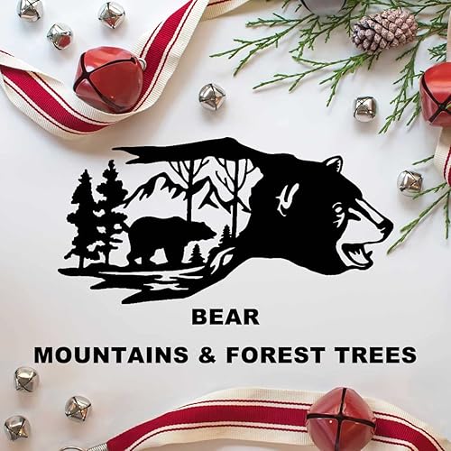 Miniatura 3 de Molde de resina de oso, decoración de pared con árbol de montaña y bosque, molde de silicona animal para fundición de resina epoxi, decoración de