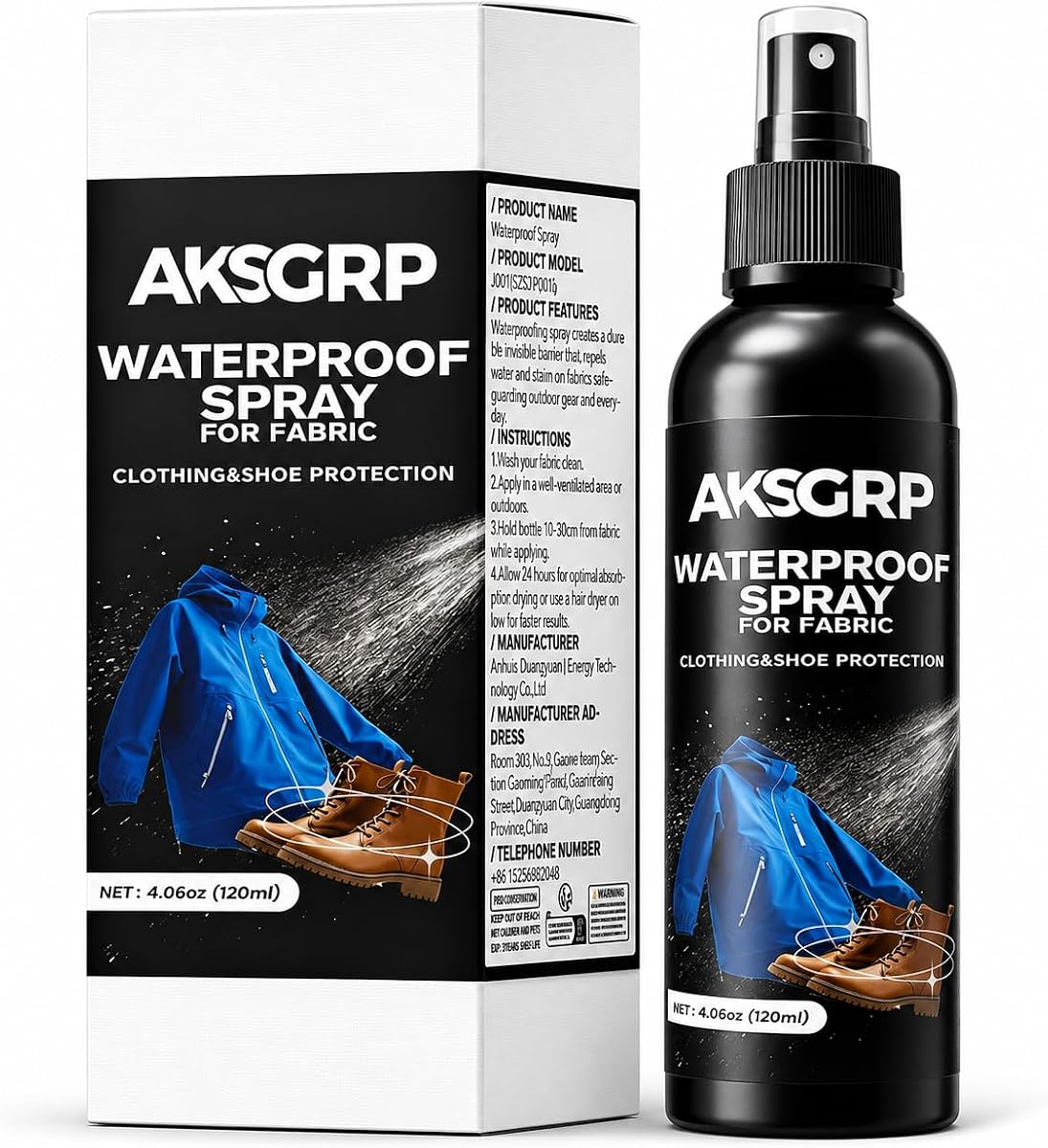 Waterproof Spray for Shoes & Fabric - Shoe Protector Spray Water Repellent & Stain Resistant, Hydrophobic Invisible Protector Spray for Suede, Sneaker, Nubuck, Canvas, Hat, Jacket, Pants 4Oz