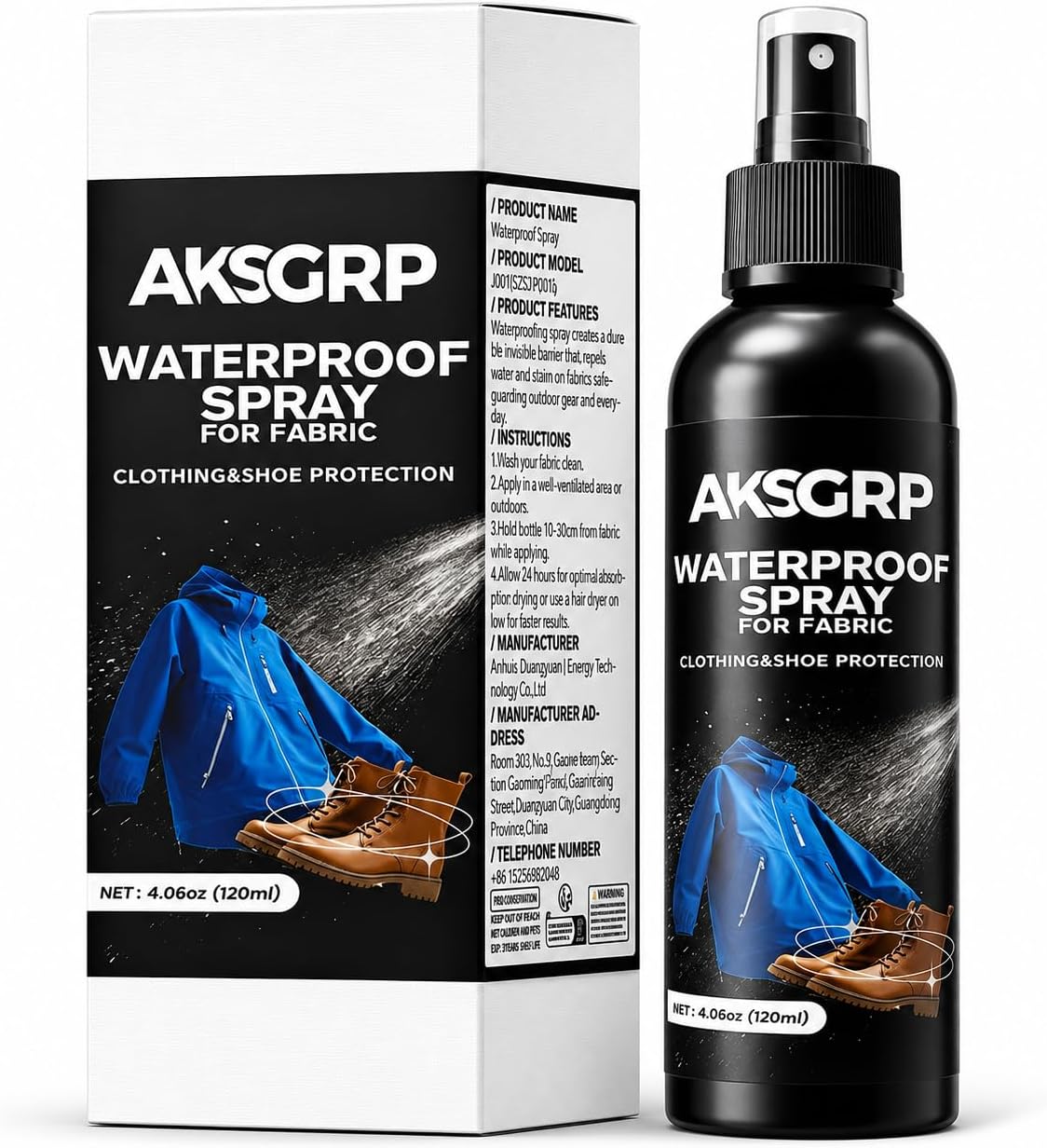 Waterproof Spray for Shoes & Fabric - Shoe Protector Spray Water Repellent & Stain Resistant, Hydrophobic Invisible Protector Spray for Suede, Sneaker, Nubuck, Canvas, Hat, Jacket, Pants 4Oz